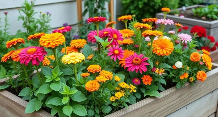 Blumen im Hochbeet