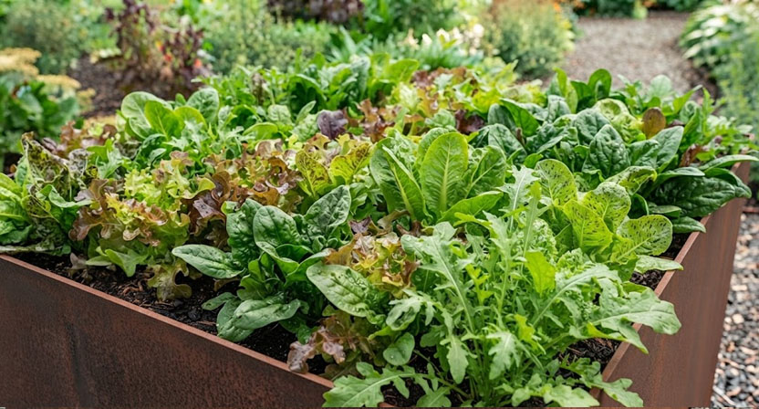 Salat im Hochbeet