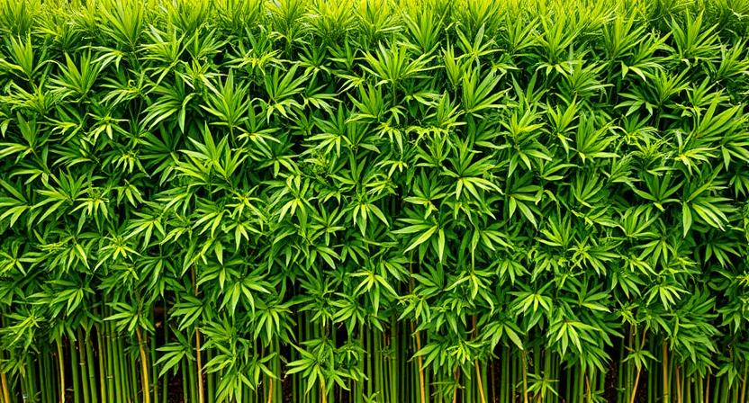 was-eignet-sich-am-besten-als-sichtschutz - Eine Hecke oder Sichtschutzwand aus schnell wachsenden Pflanzen wie Bambus oder bestimmten Kletterpflanzen, die rasch eine Fläche ausfüllen und Privatsphäre schaffen. Zeigt das schnelle vertikale Wachstum.