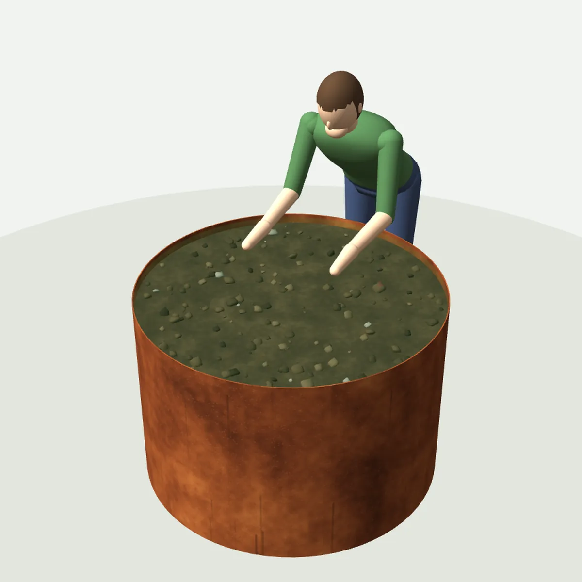 3D-Maßansicht mit Person zum Größenvergleich