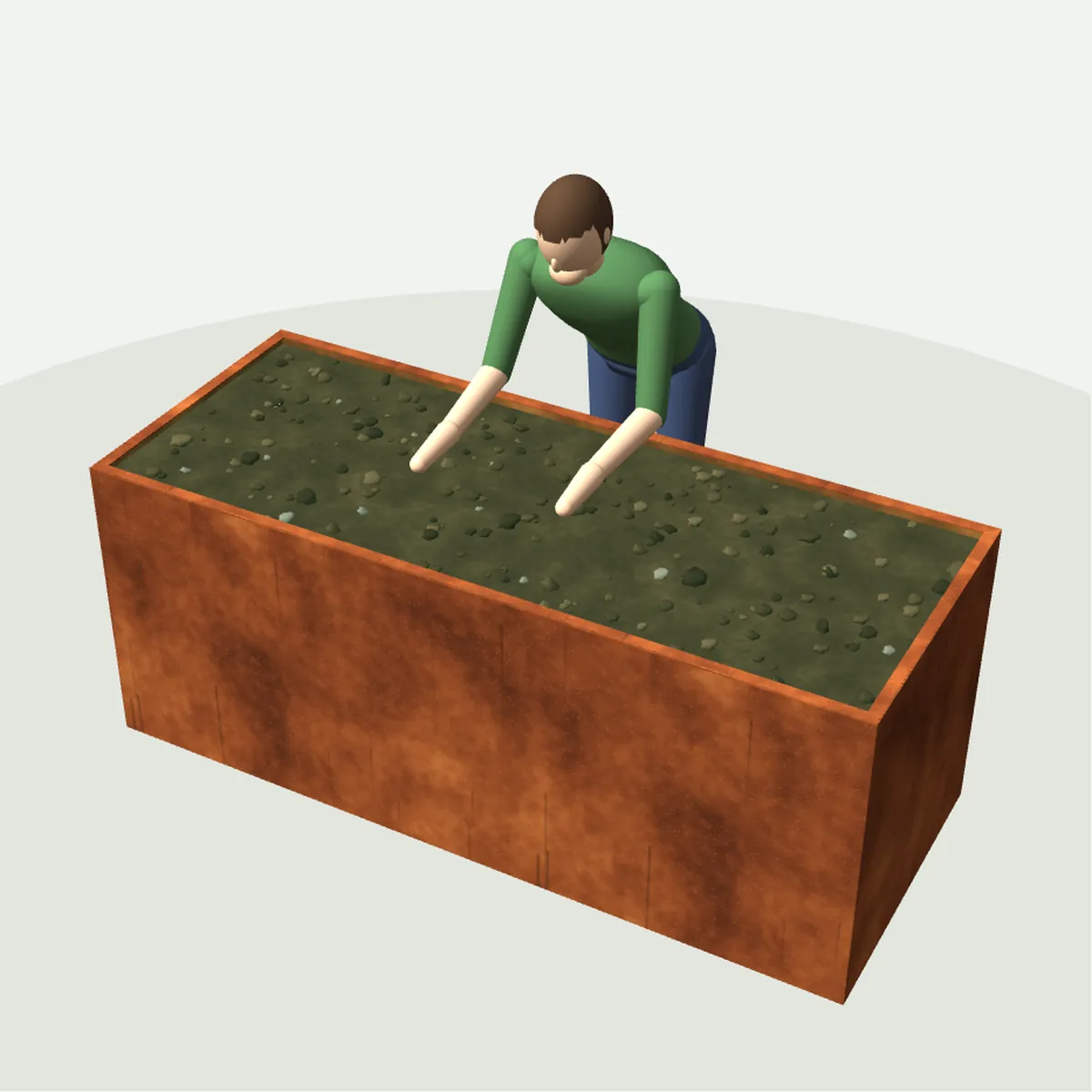 3D-Maßansicht mit Person zum Größenvergleich