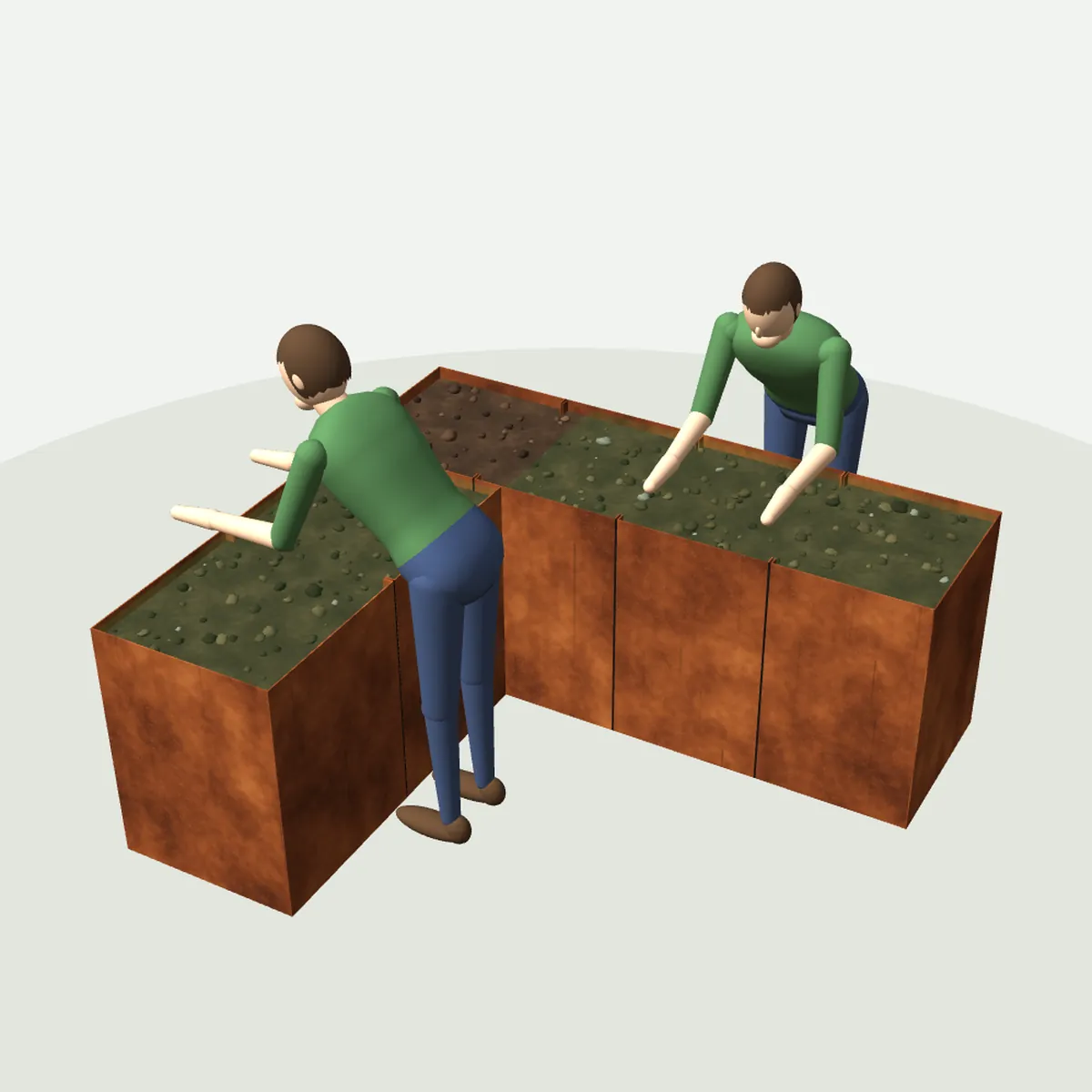3D-Maßansicht mit Person zum Größenvergleich