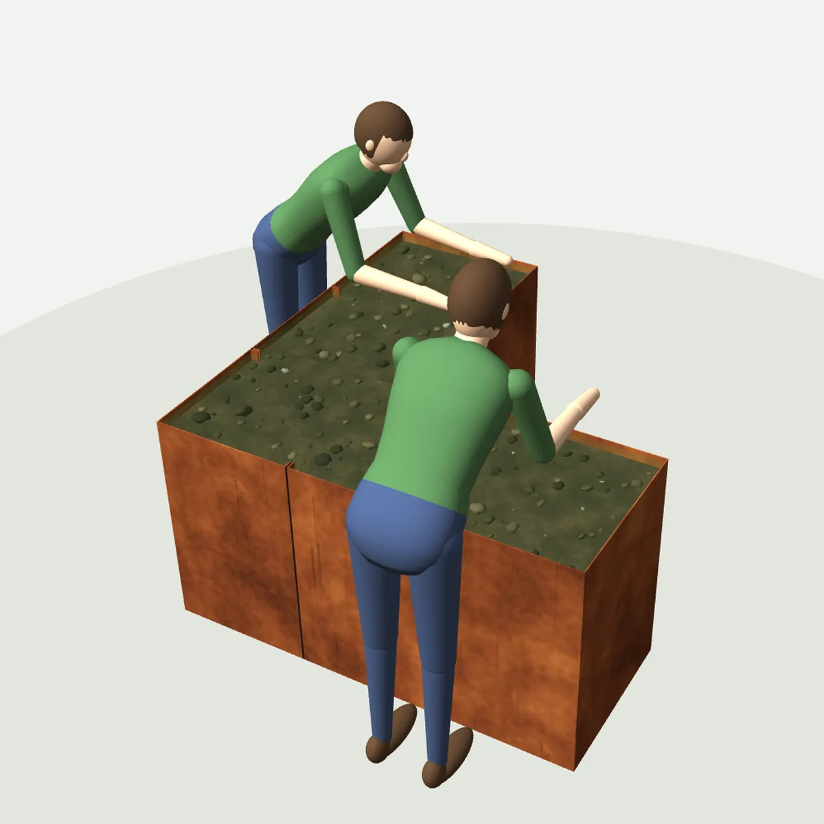 3D-Maßansicht mit Person zum Größenvergleich