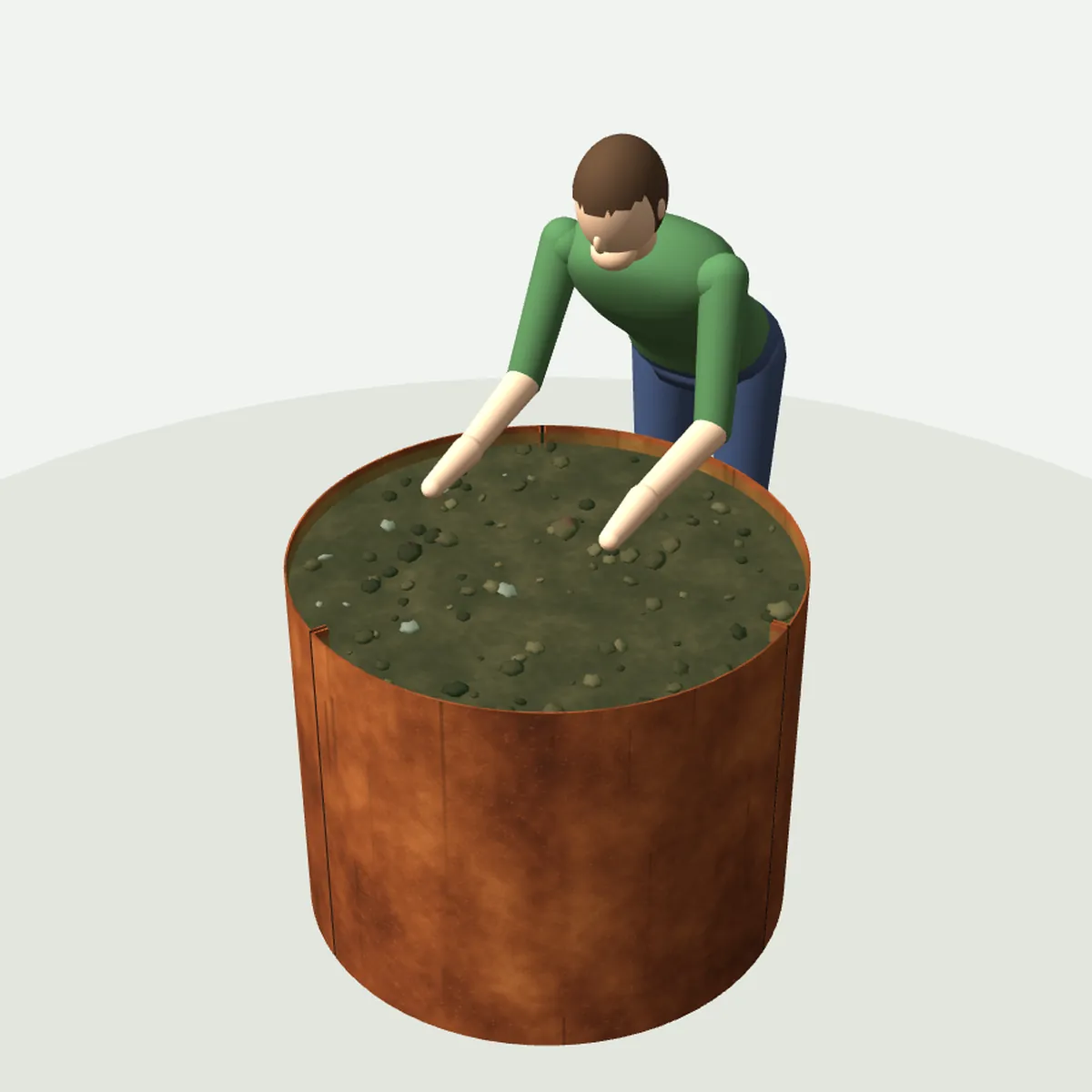 3D-Maßansicht mit Person zum Größenvergleich