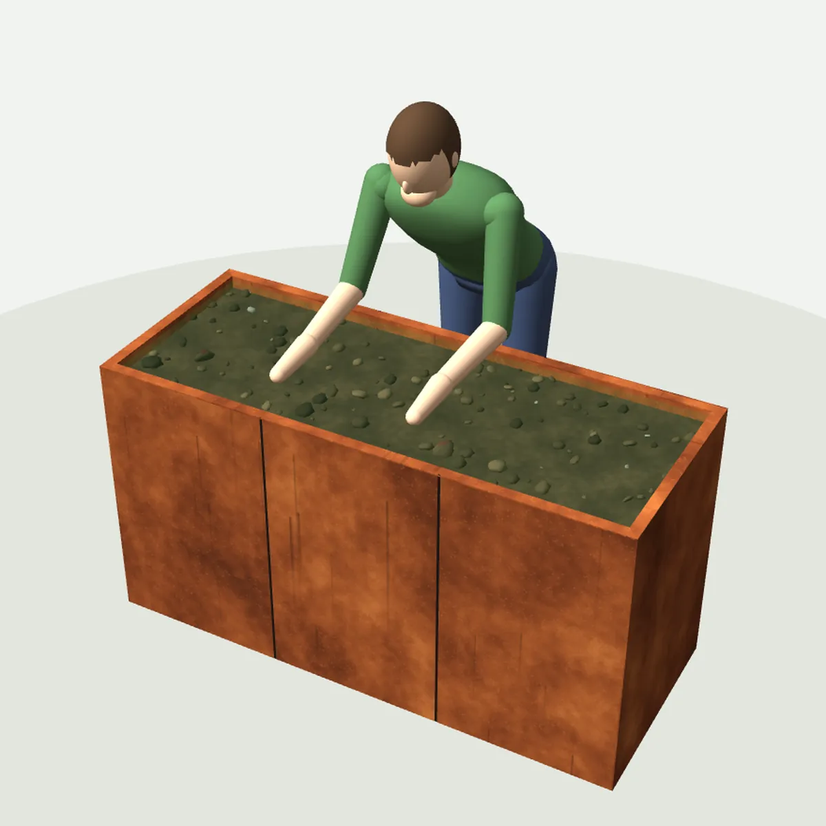 3D-Maßansicht mit Person zum Größenvergleich