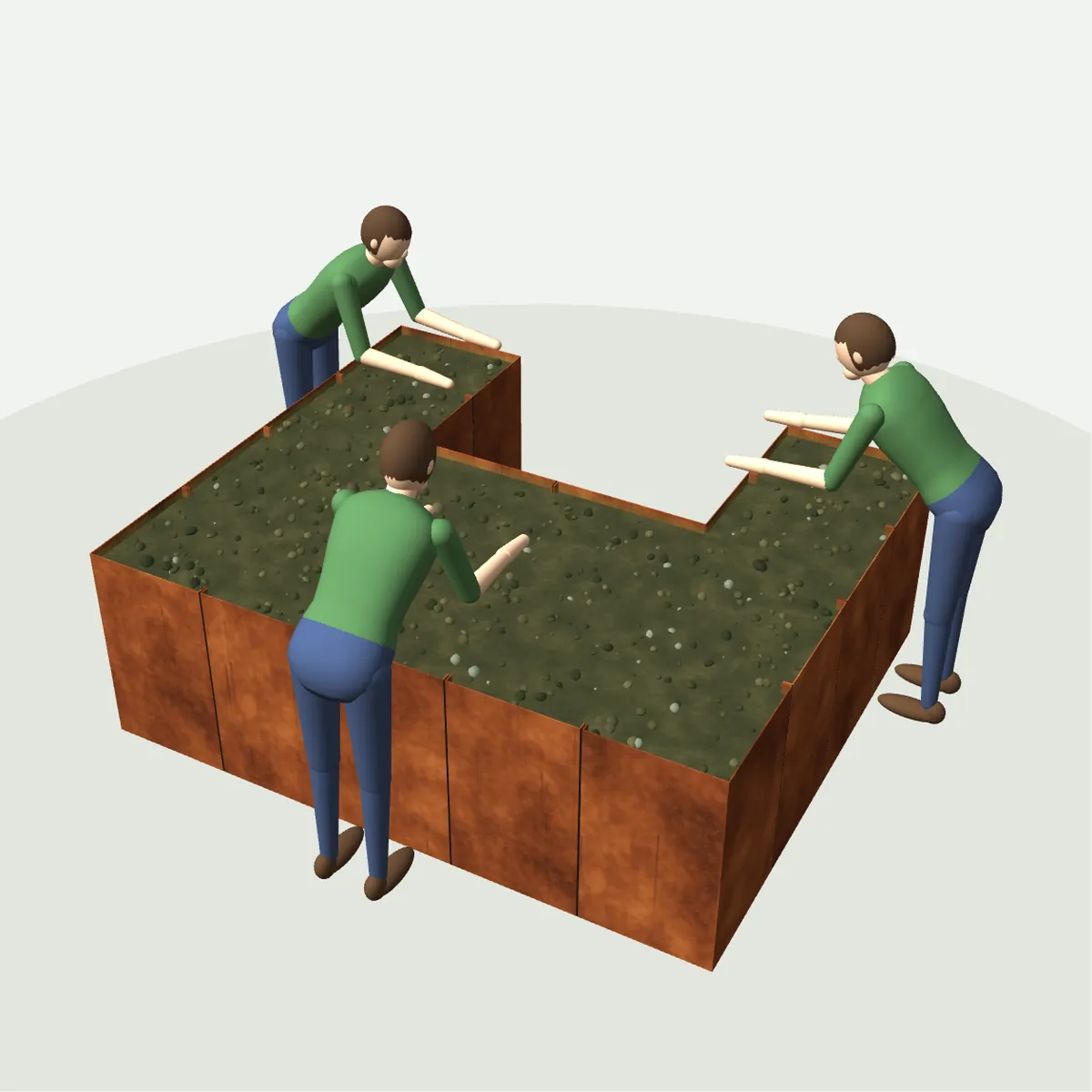 3D-Maßansicht mit Person zum Größenvergleich