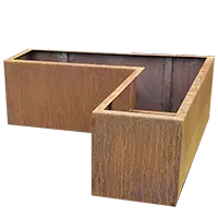 Geschweißtes Metall Hochbeet - Cortenstahl Hochbeet Structura L-Form 150 x 60 x 150 x 60 x 80 cm