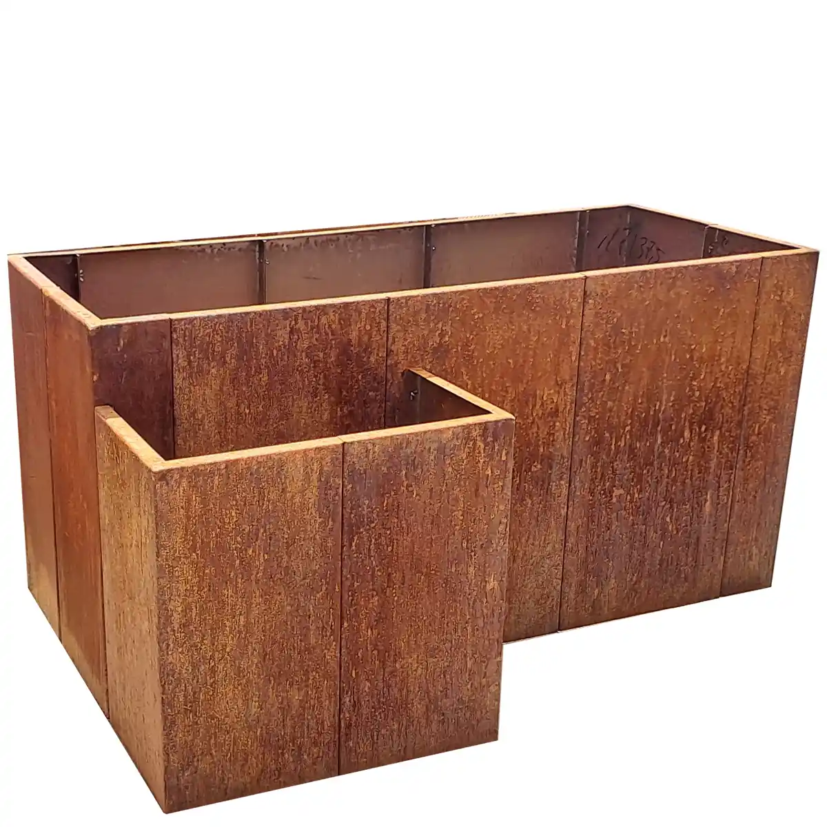 Produktbild Edelrost Hochbeete aus Cortenstahl in modularer Bauweise, weisser Hintergrund