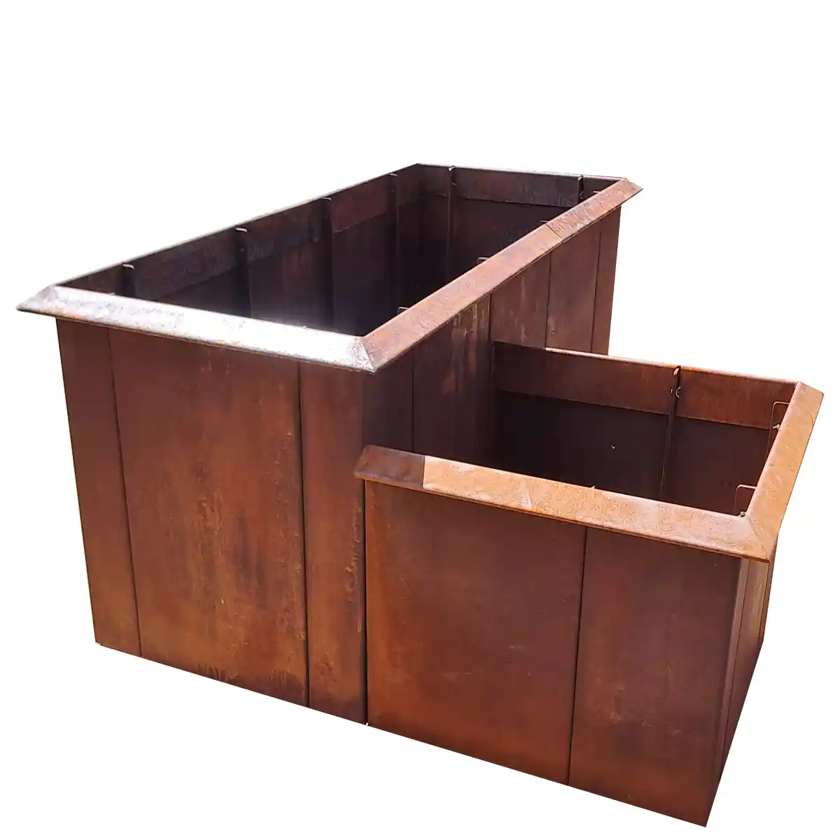 Produktbild Edelrost Hochbeete aus Cortenstahl in modularer Bauweise, weisser Hintergrund