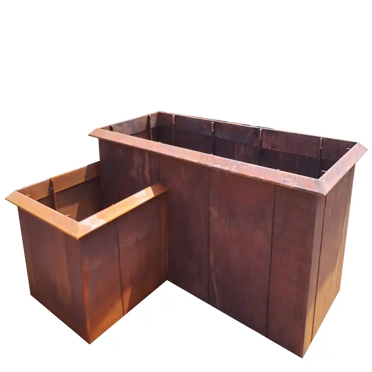 Produktbild Edelrost Hochbeete aus Cortenstahl in modularer Bauweise, weisser Hintergrund