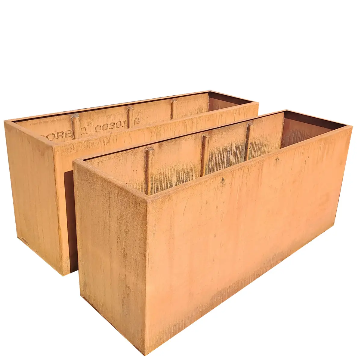 Produktbild Edelrost Hochbeete aus Cortenstahl in modularer Bauweise, weisser Hintergrund