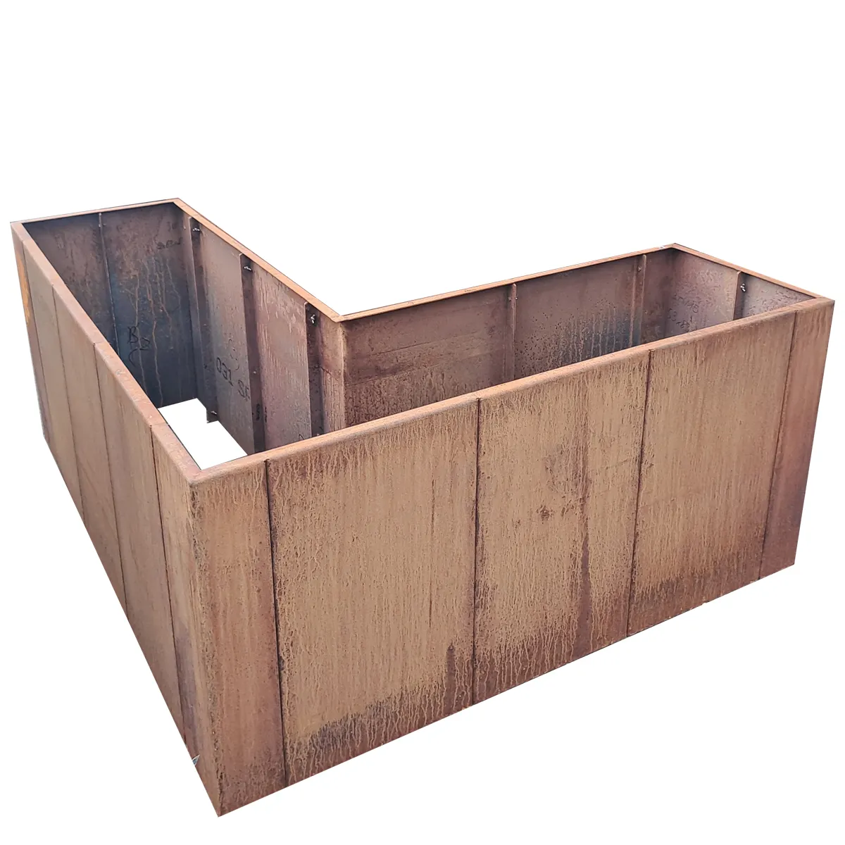 Produktbild Edelrost Hochbeete aus Cortenstahl in modularer Bauweise, weisser Hintergrund