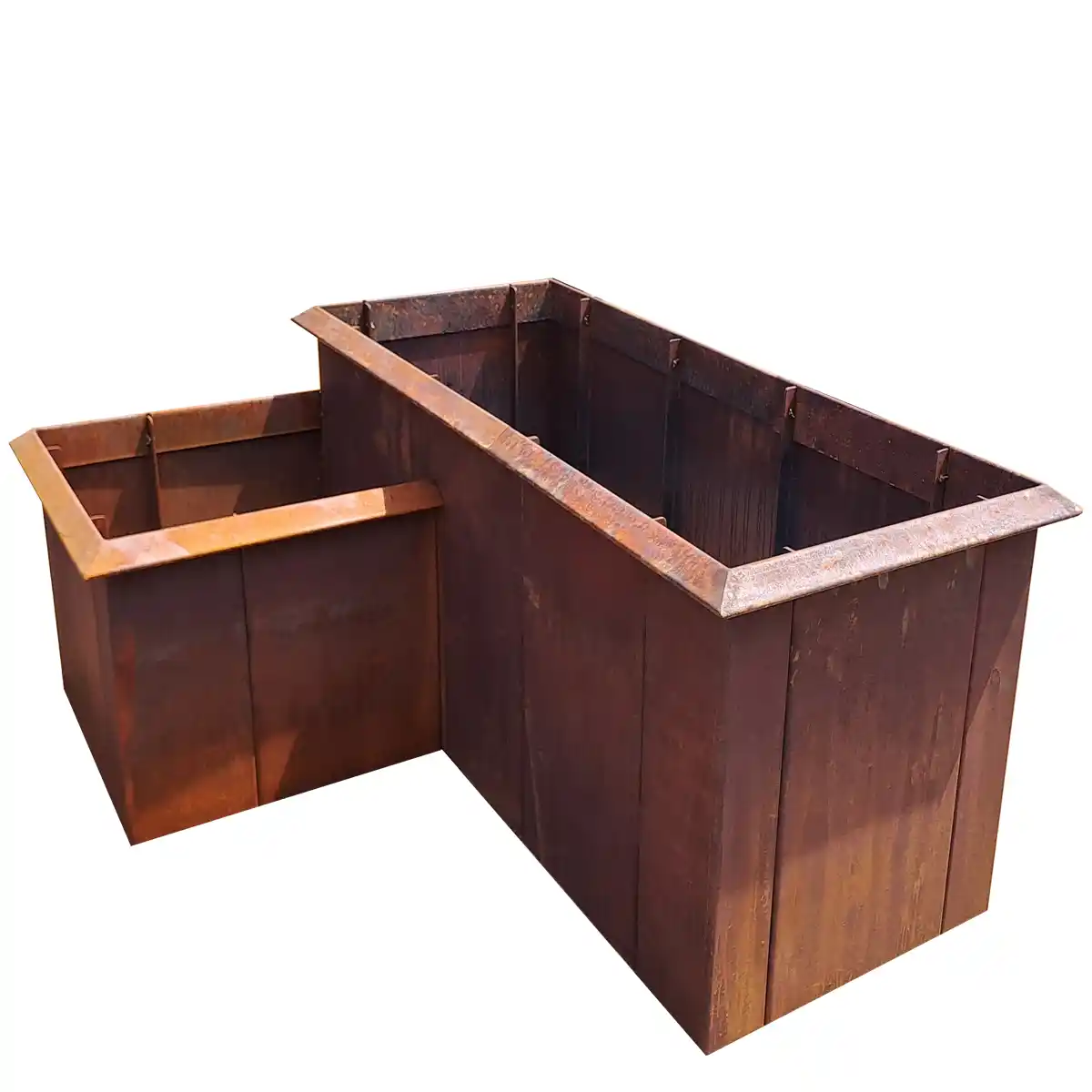 Produktbild Cortenstahl Hochbeete in modularer Bauweise, weisser Hintergrund
