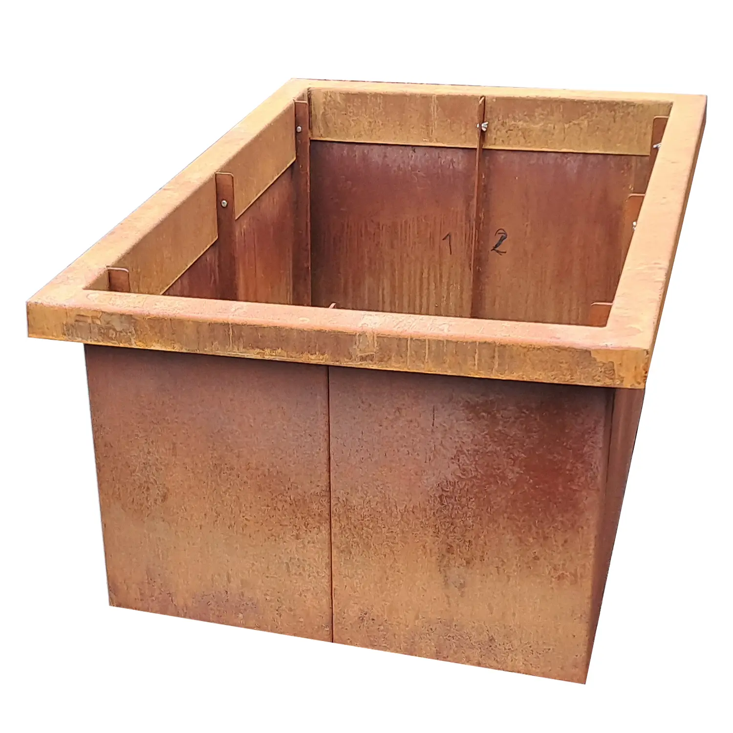 Produktbild Edelrost Hochbeete aus Cortenstahl in modularer Bauweise, weisser Hintergrund