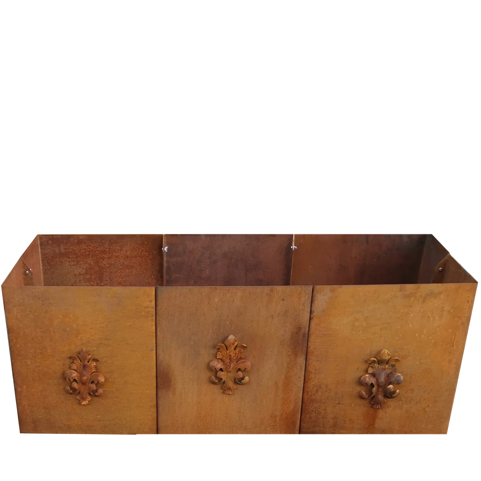 Produktbild Edelrost Hochbeete aus Cortenstahl in modularer Bauweise, weisser Hintergrund