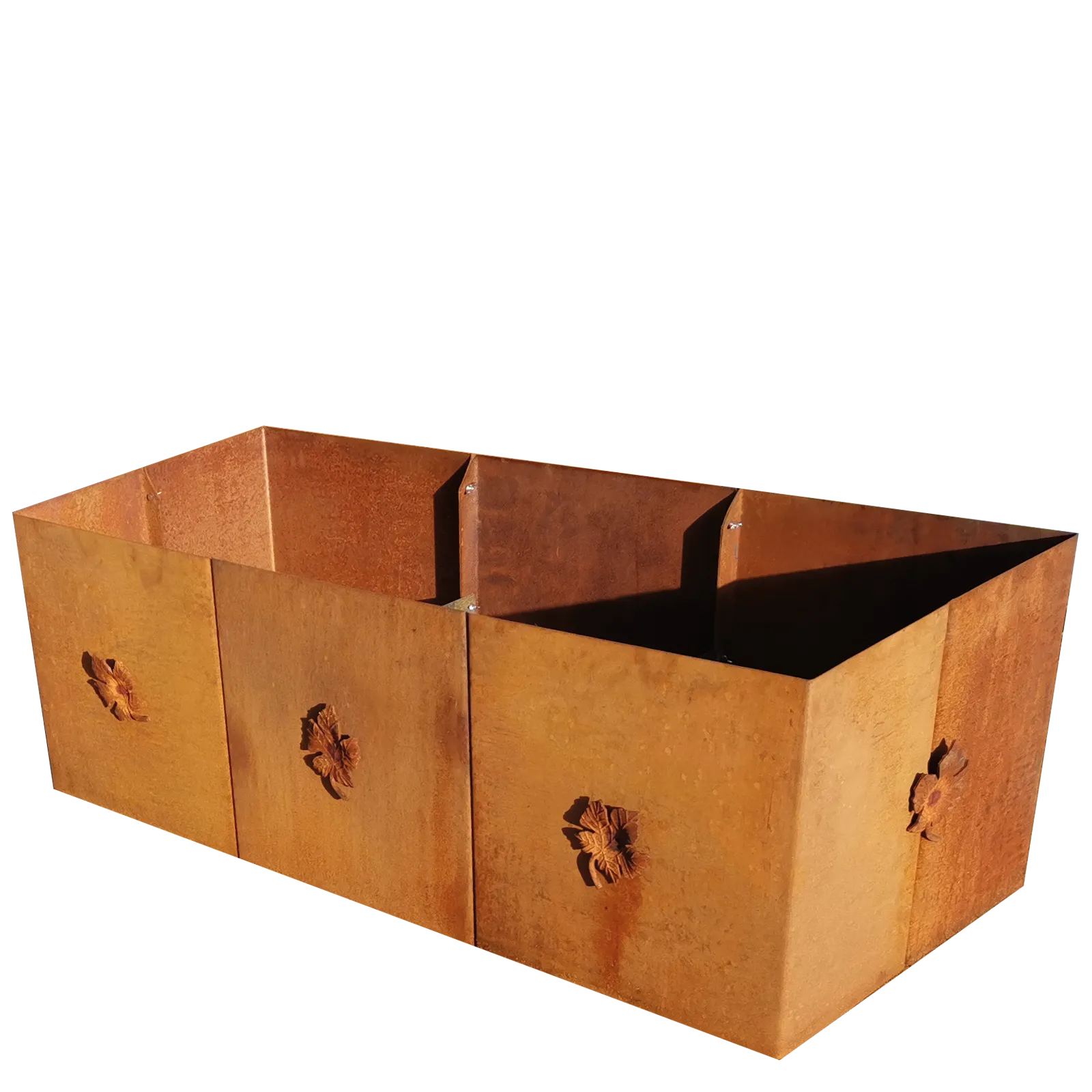 Produktbild Edelrost Hochbeete aus Cortenstahl in modularer Bauweise, weisser Hintergrund