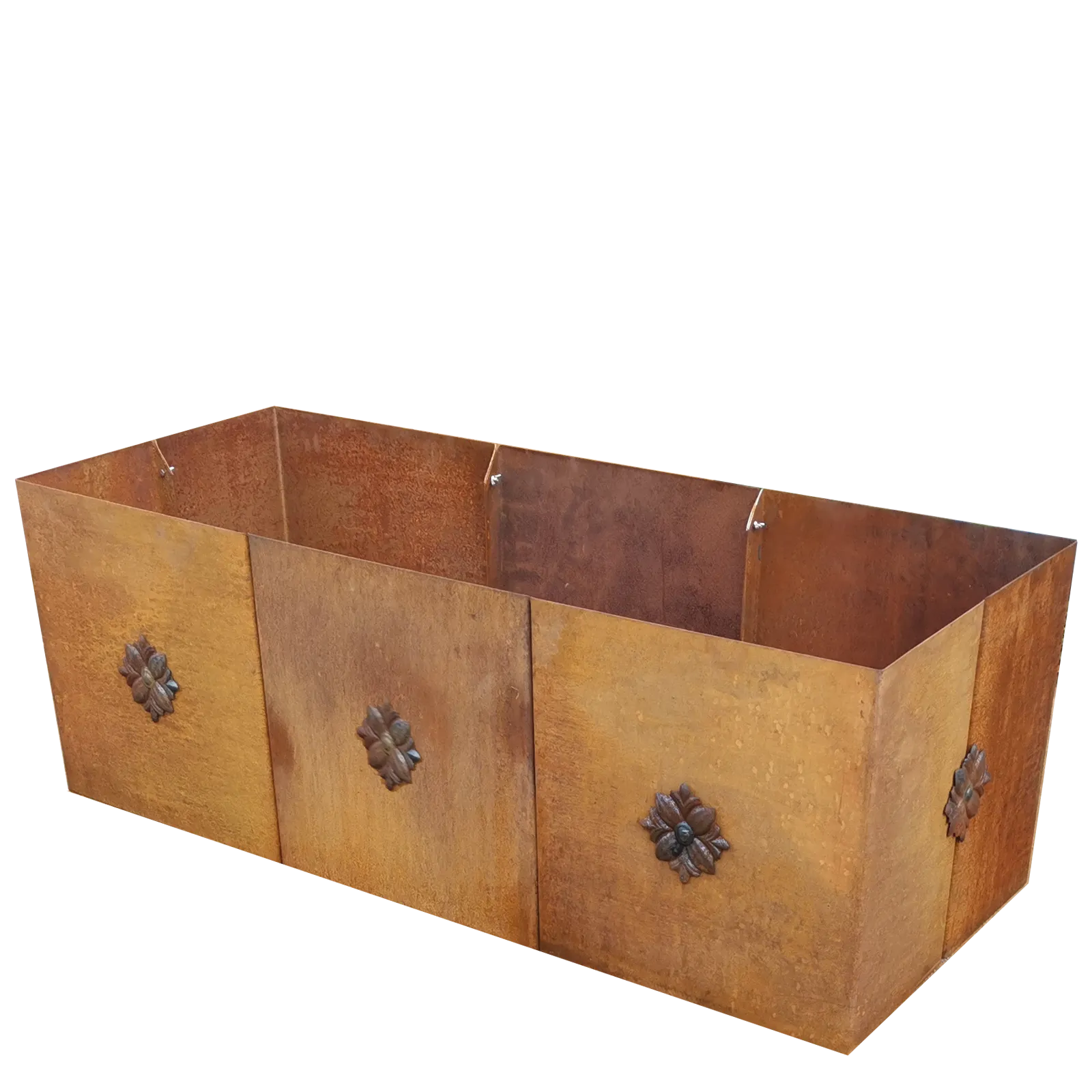 Produktbild Edelrost Hochbeete aus Cortenstahl in modularer Bauweise, weisser Hintergrund