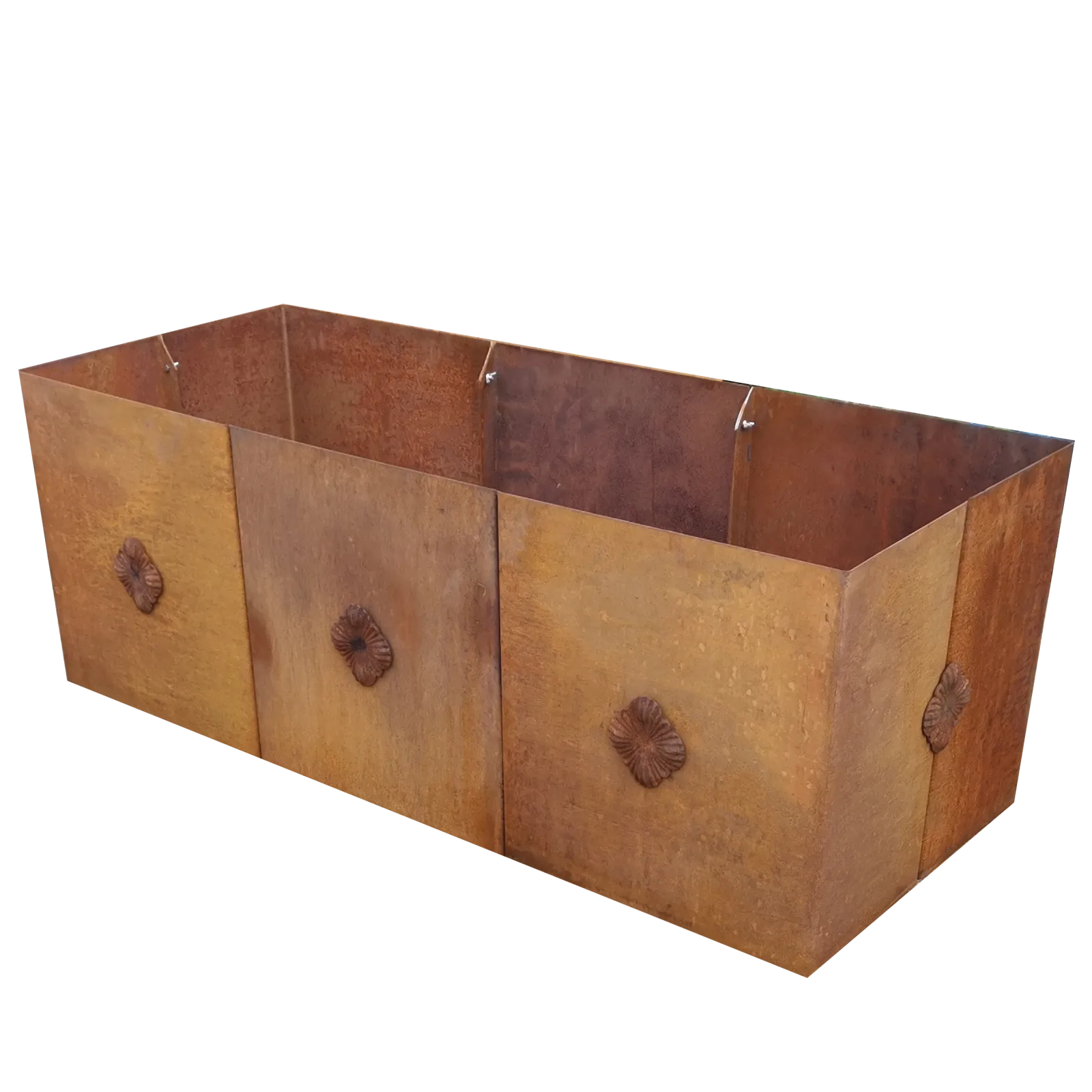 Produktbild Edelrost Hochbeete aus Cortenstahl in modularer Bauweise, weisser Hintergrund