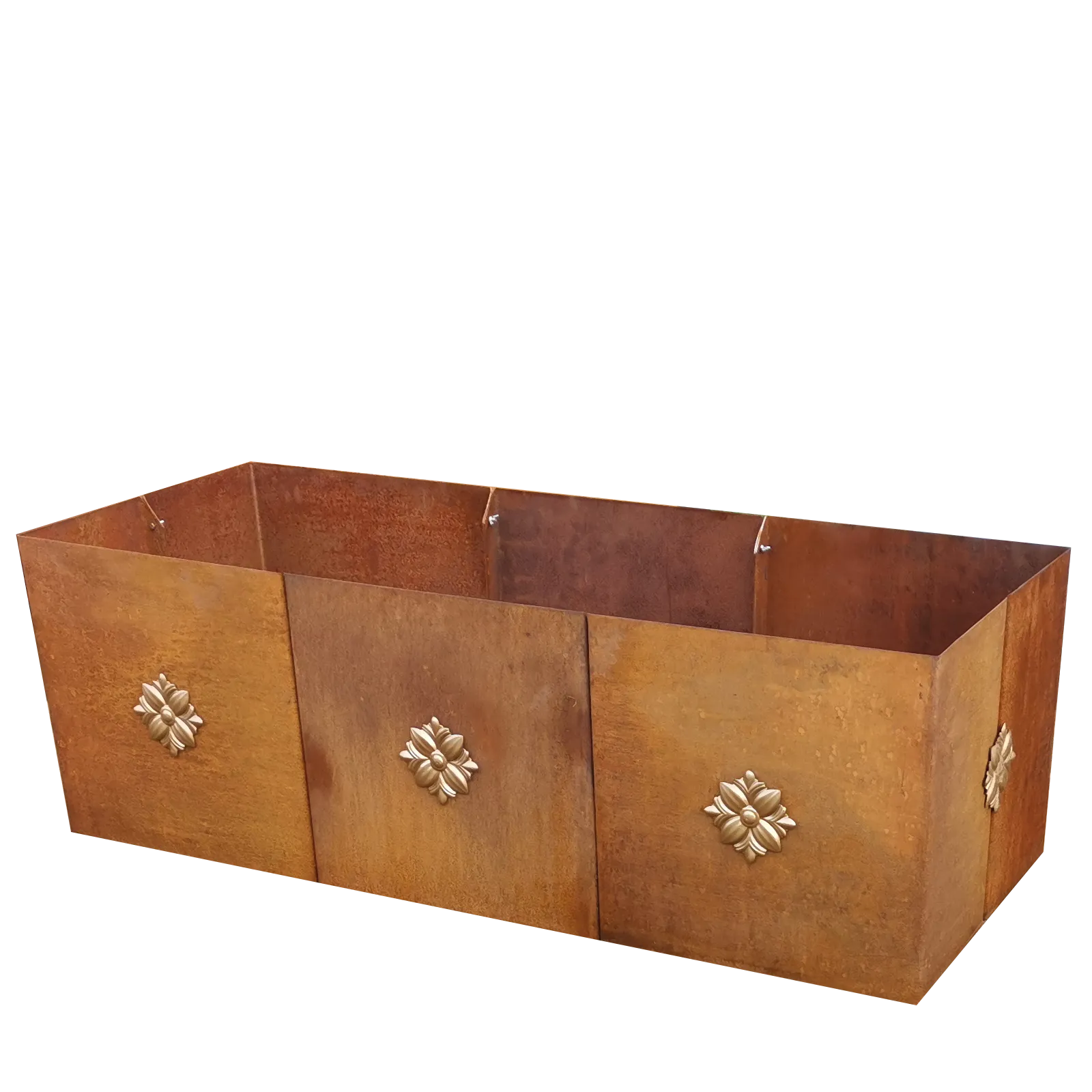 Produktbild Edelrost Hochbeete aus Cortenstahl in modularer Bauweise, weisser Hintergrund