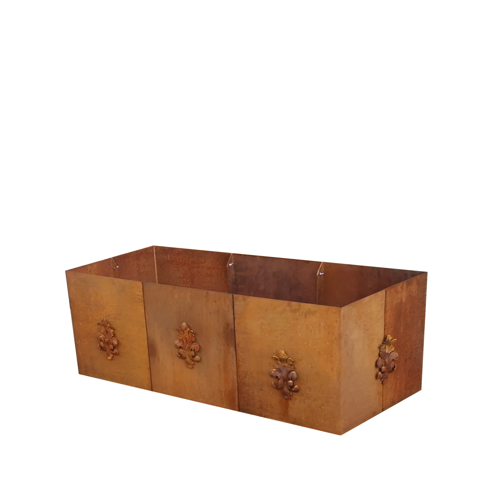 Produktbild Edelrost Hochbeete aus Cortenstahl in modularer Bauweise, weisser Hintergrund