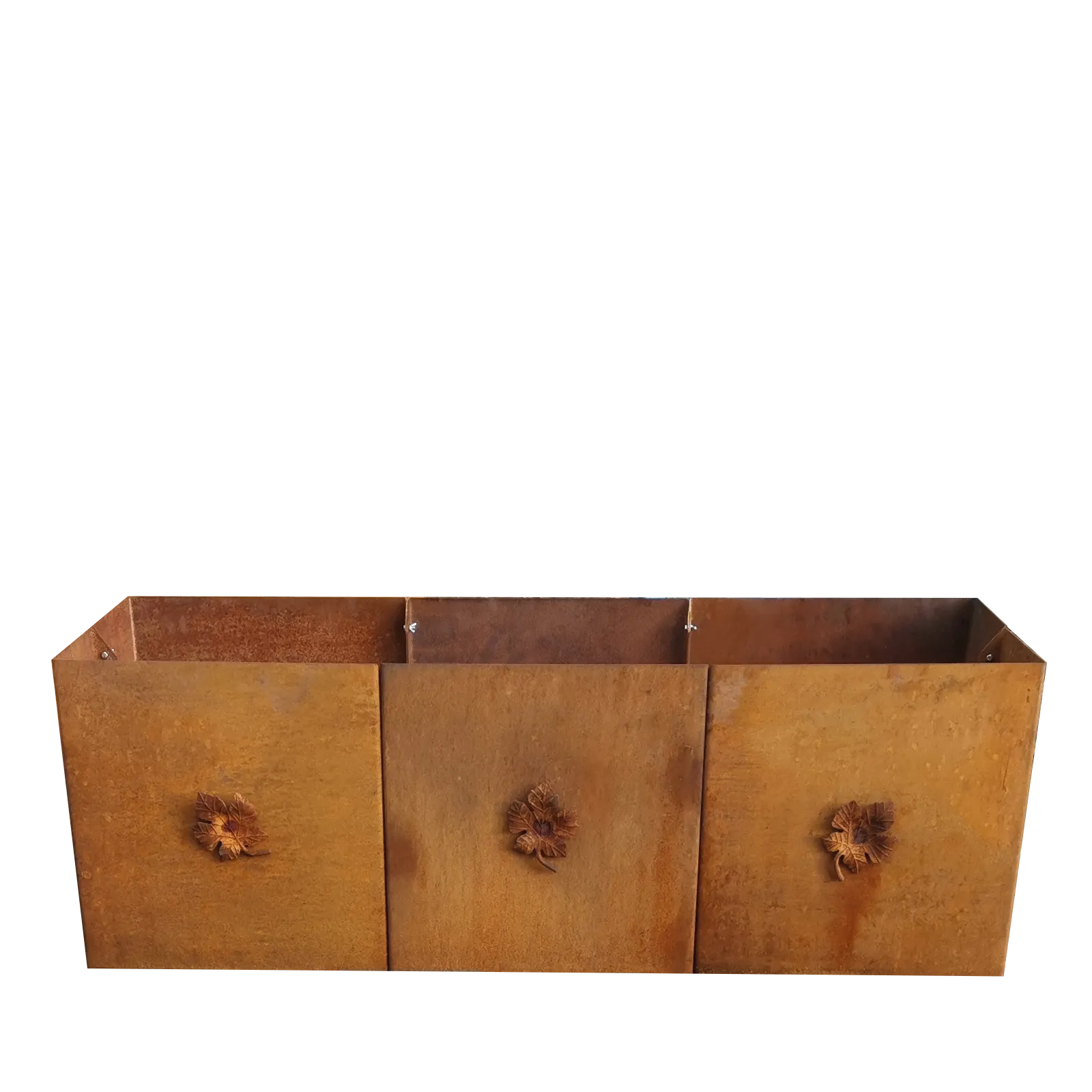 Produktbild Edelrost Hochbeete aus Cortenstahl in modularer Bauweise, weisser Hintergrund