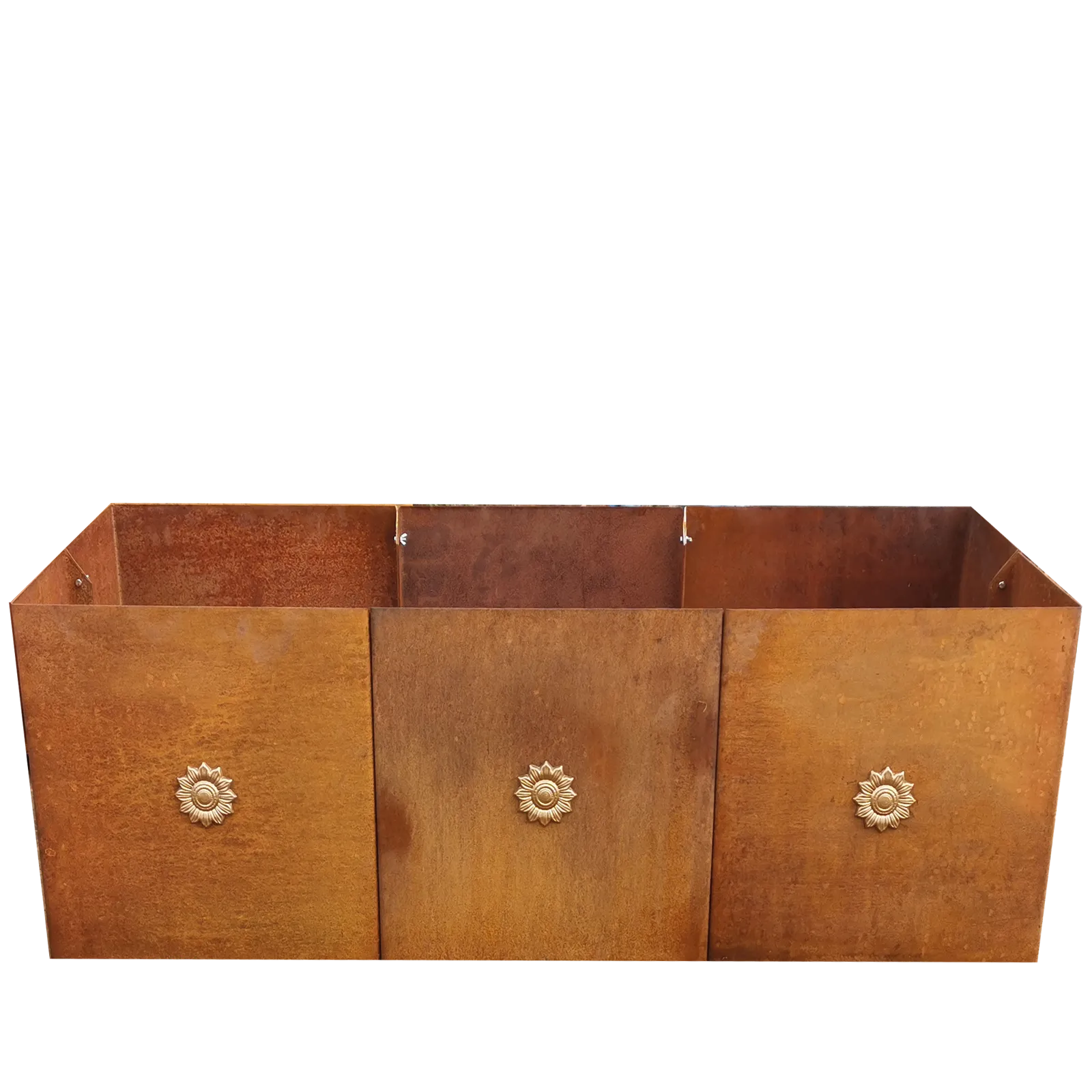 Produktbild Edelrost Hochbeete aus Cortenstahl in modularer Bauweise, weisser Hintergrund