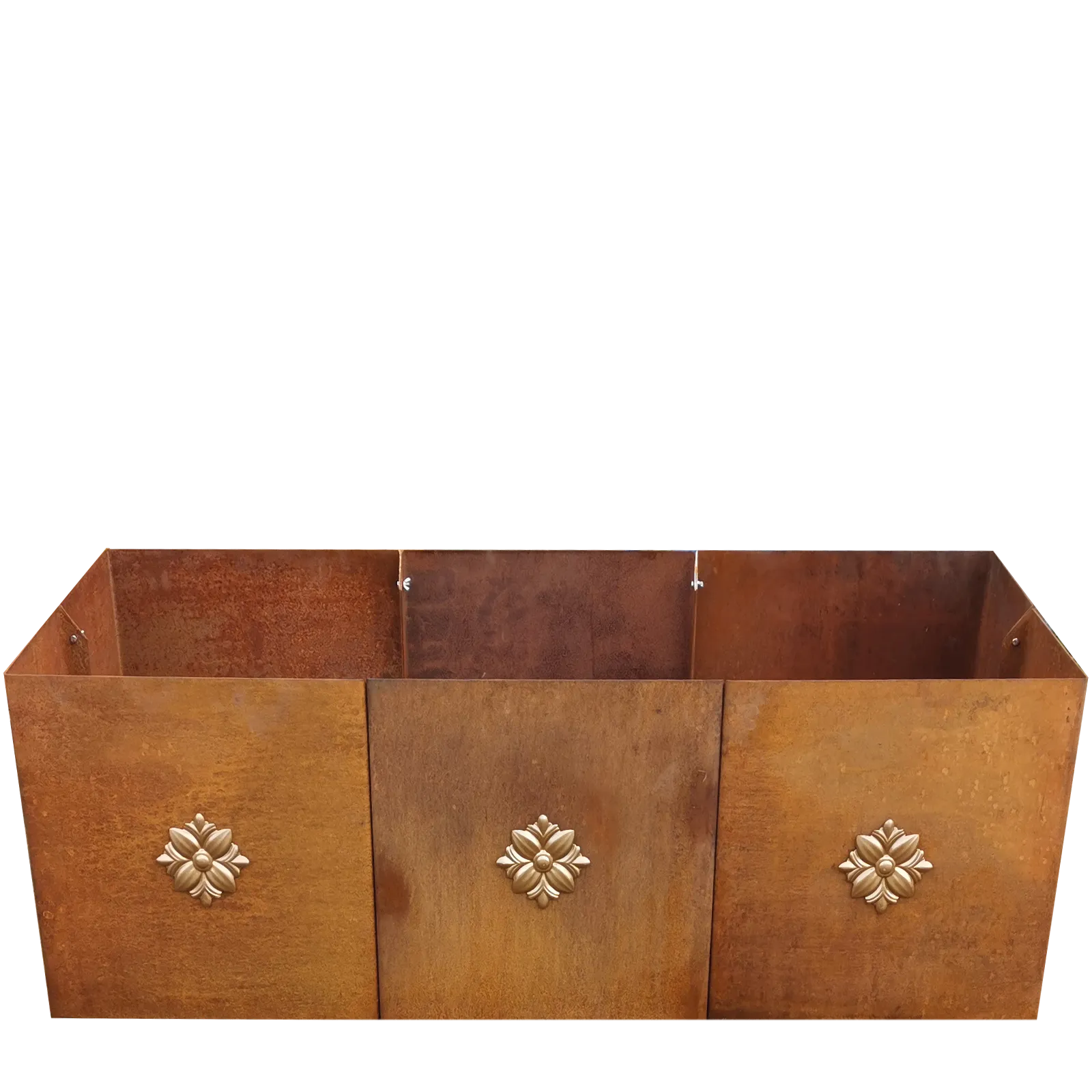 Produktbild Edelrost Hochbeete aus Cortenstahl in modularer Bauweise, weisser Hintergrund