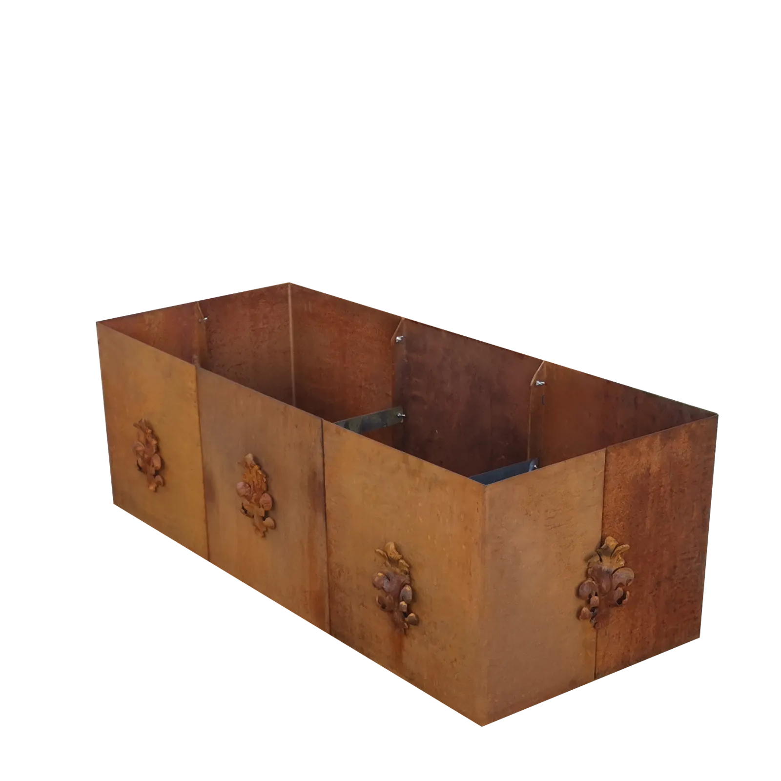 Produktbild Edelrost Hochbeete aus Cortenstahl in modularer Bauweise, weisser Hintergrund