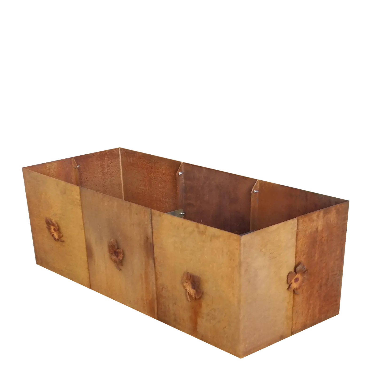 Produktbild Edelrost Hochbeete aus Cortenstahl in modularer Bauweise, weisser Hintergrund