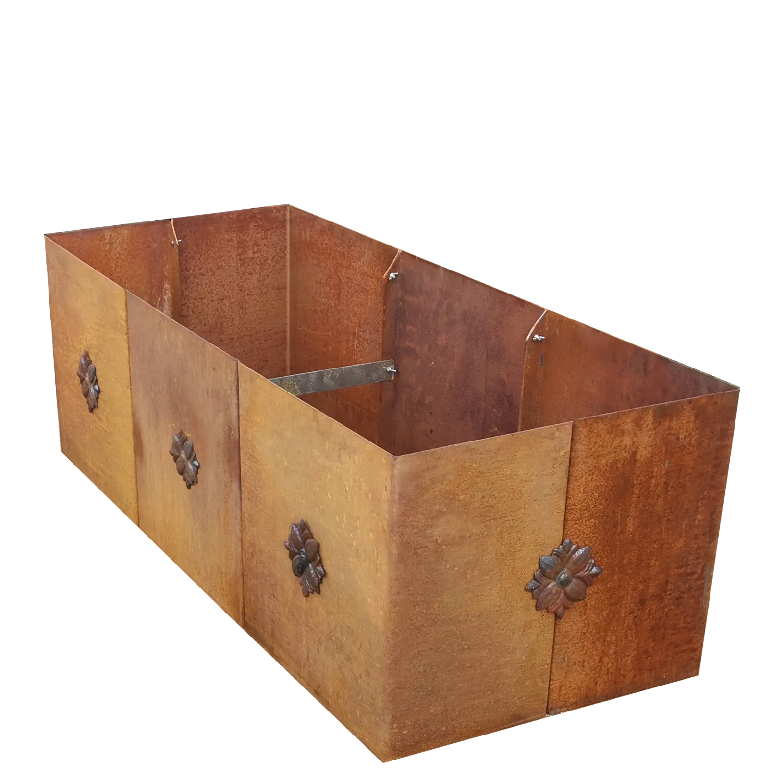 Produktbild Edelrost Hochbeete aus Cortenstahl in modularer Bauweise, weisser Hintergrund