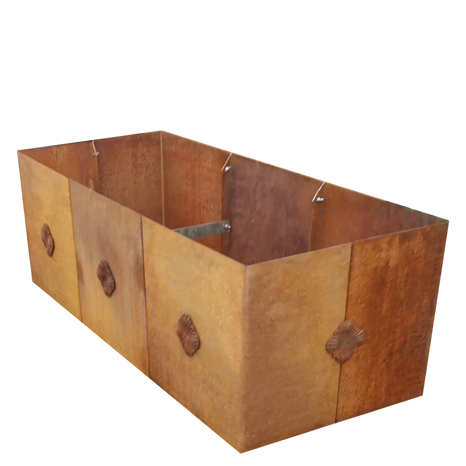 Produktbild Edelrost Hochbeete aus Cortenstahl in modularer Bauweise, weisser Hintergrund