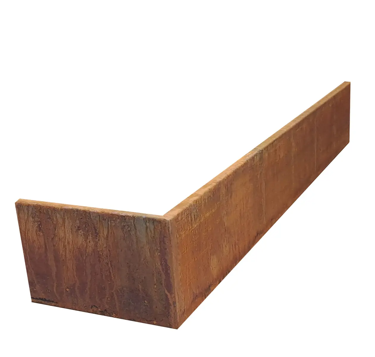 Produktbild Stützmauer aus Cortenstahl in modularer Bauweise, weisser Hintergrund