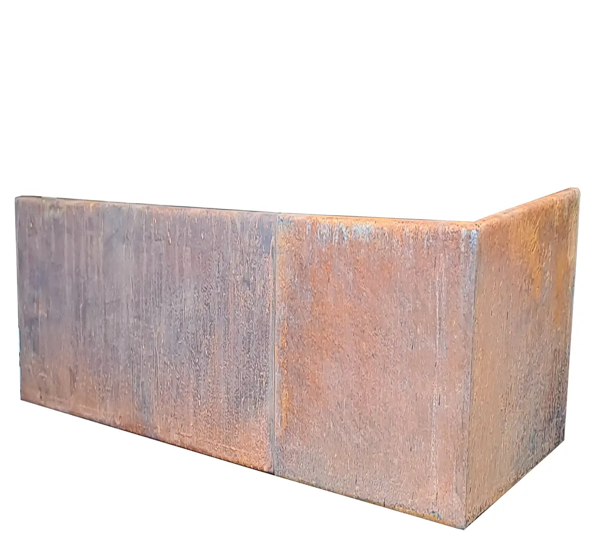 Produktbild Stützmauer aus Cortenstahl in modularer Bauweise, weisser Hintergrund