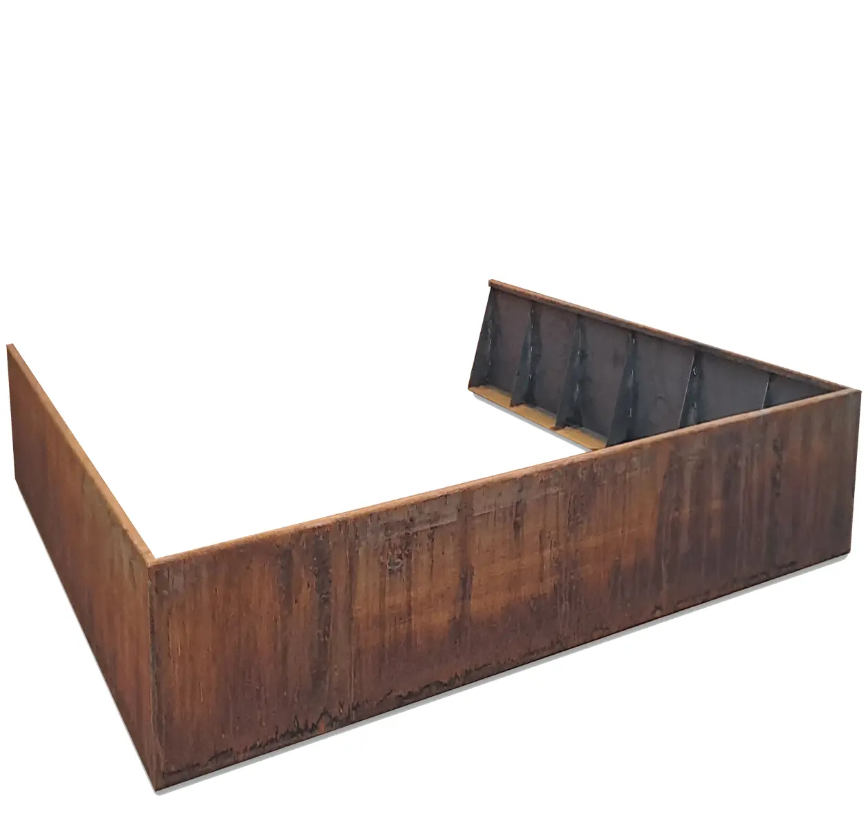 Produktbild Stützmauer aus Cortenstahl in modularer Bauweise, weisser Hintergrund