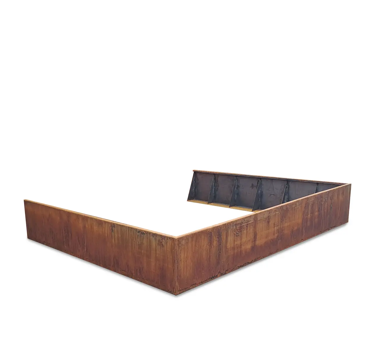 Produktbild Stützmauer aus Cortenstahl in modularer Bauweise, weisser Hintergrund