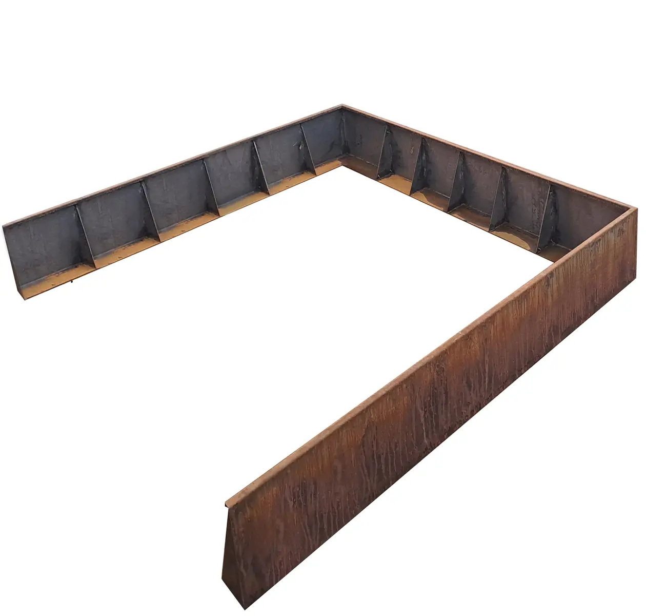 Produktbild Stützmauer aus Cortenstahl in modularer Bauweise, weisser Hintergrund