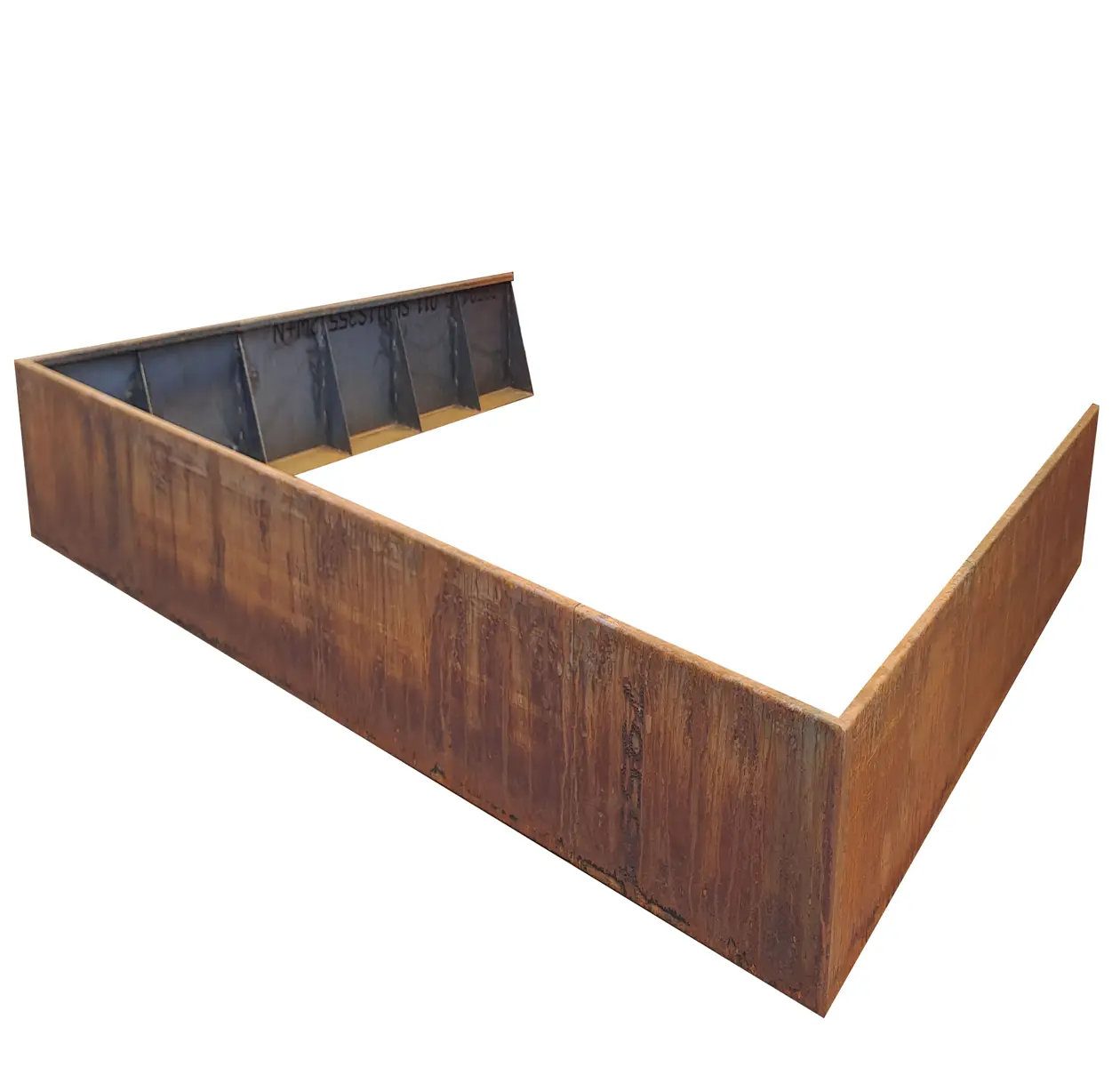 Produktbild Stützmauer aus Cortenstahl in modularer Bauweise, weisser Hintergrund