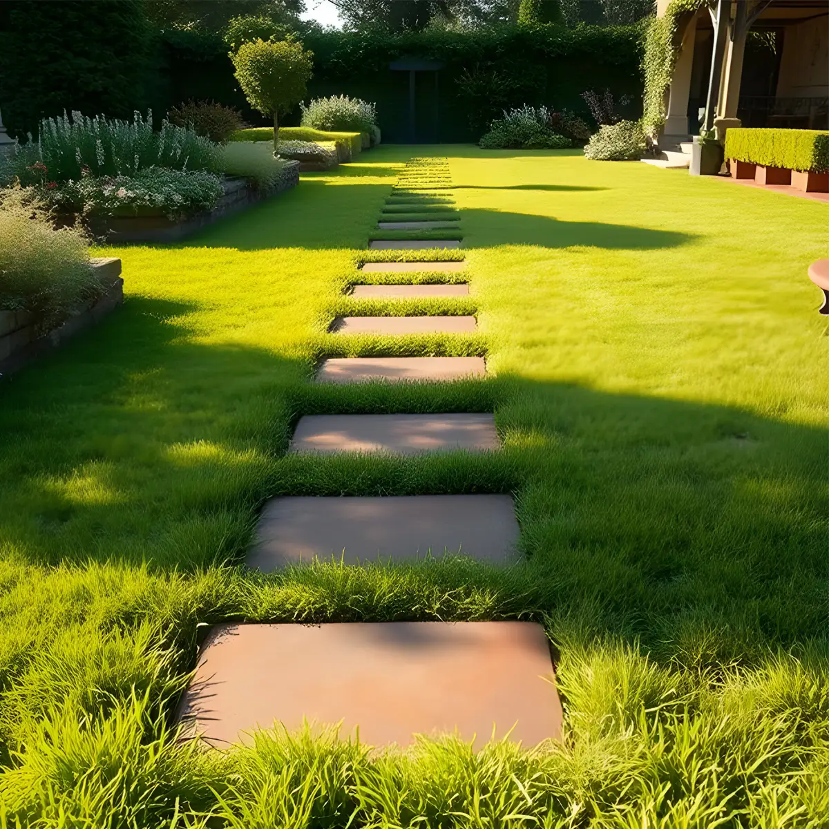 Produktbild Trittsteine aus Cortenstahl in modularer Bauweise, weisser Hintergrund