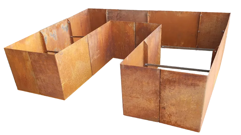 Auswahl an Edelrost Hochbeeten aus Metall in U-Form