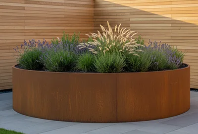 Rundes Cortenstahl Hochbeet